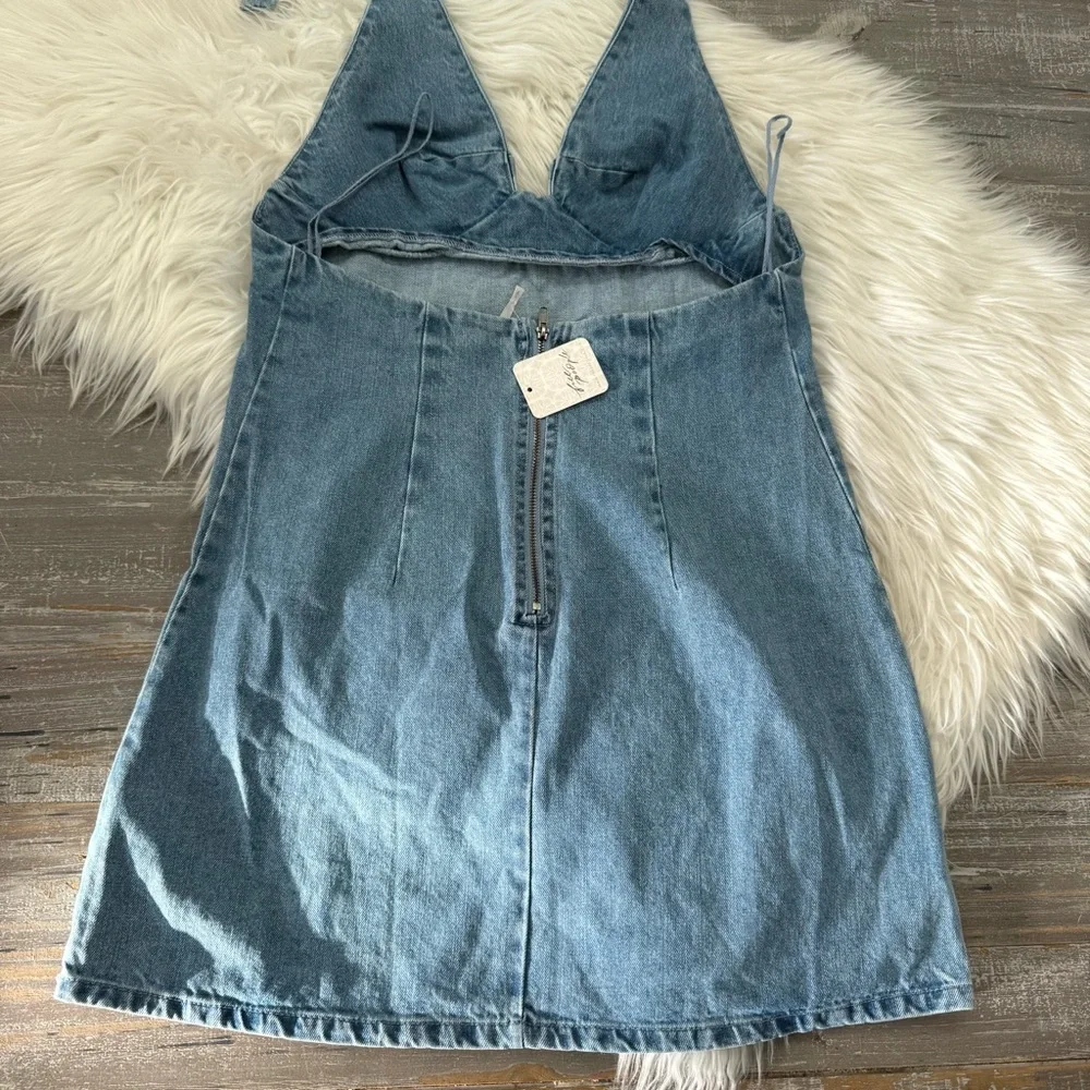 FREE PEOPLE Trevi Denim Mini Dress NWT Celestial Blue size Small